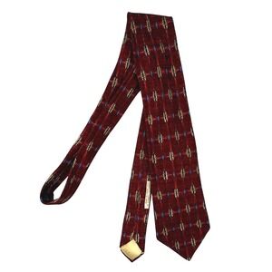 Omaggio By Robert Talbott Silk Handsewn Tie Italy Burgundy Geometric‎ Mens